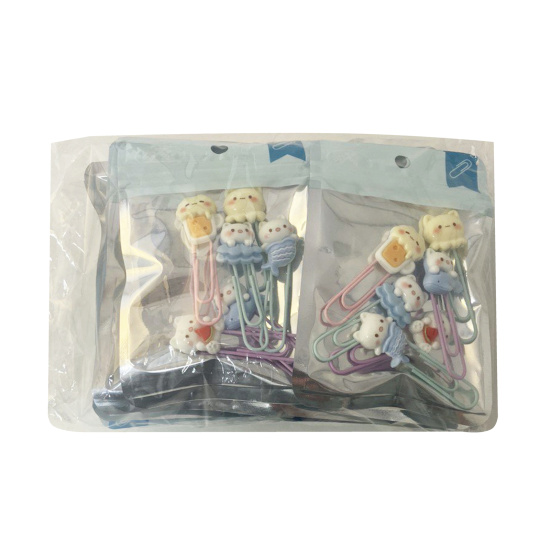 Скрепки, 6 шт, фигурные, цвет ассорти, пакет с замком zip-lock, Котики, КОКОС, 252651