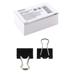 Зажимы для бумаг 19 мм, набор 12 шт, цвет черный, картонная коробка ECONOMY Attache 933325