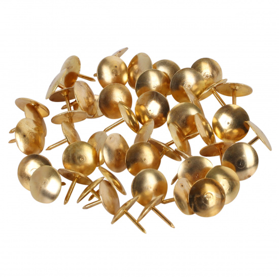 Кнопки канцелярские гвоздики, Ø 9,5мм, медные, 100 шт, цвет золото, картонная коробка Attomex 4132300