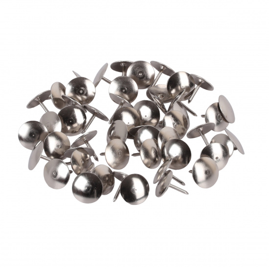 Кнопки канцелярские гвоздики, Ø 1 см, никелированные, 50 шт, цвет серебро, картонная коробка Erich Krause 7851