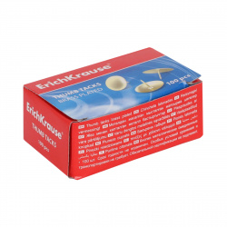 Кнопки канцелярские гвоздики, Ø 1 см, омедненные, 100 шт, цвет золото, картонная коробка Erich Krause 24875