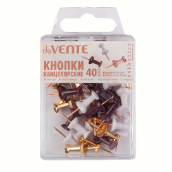 Кнопки силовые, Esthetics, 40 шт, длина иглы 10 мм, цвет ассорти, пластиковая коробка, deVENTE, 4132515