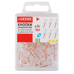 Кнопки силовые, 50 шт, длина иглы 11 мм, цвет прозрачный, пластиковая коробка, deVENTE, 4132504