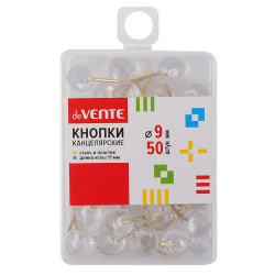 Кнопки силовые, 50 шт, длина иглы 11 мм, цвет прозрачный, пластиковая коробка, deVENTE, 4132505