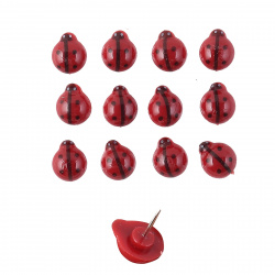 Кнопки силовые Lady Birds 12 шт, 12 мм, цвет красный, блистер deVENTE 4132102