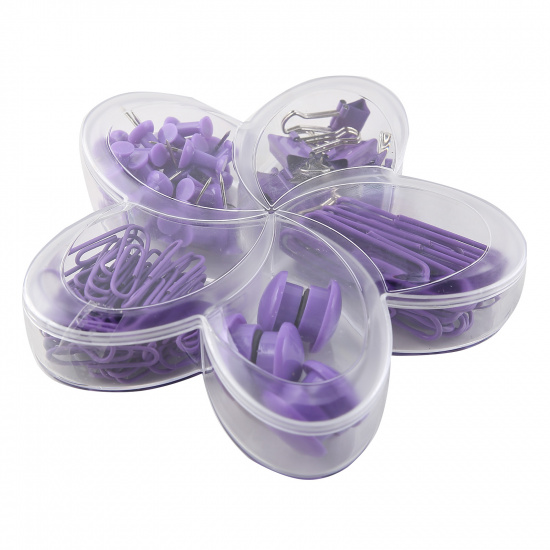 Набор мелкоофисных принадлежностей пластиковая коробка, европодвес, цвет фиолетовый deVENTE 4133203
