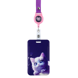 Бейдж вертикальный 70*110мм на цветной ленте с держателем Love cat КОКОС 260883
