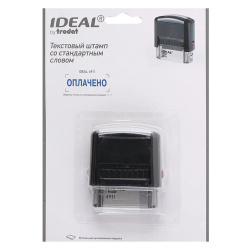Штамп стандартный, "ОПЛАЧЕНО", оттиск 38*14 мм, цвет оттиска синий, подушка в комплекте (синяя), цвет корпуса черный, TRODAT, 4911/DB/L1.2