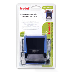 Штамп самонаборный 5-строчный 58*22мм цвет оттиска синий без рамки, 1 касса в комплекте TRODAТ TYPO IDEAL 4913/DB Р2 корпус синий