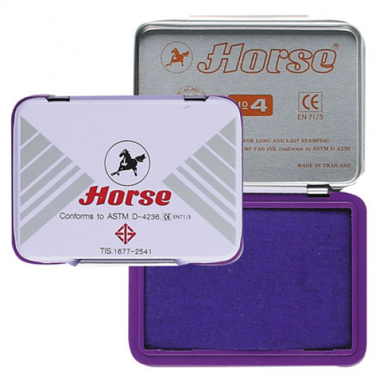Штемпельная подушка 48*70 мм, цвет чернил фиолетовый, материал корпуса металл Horse №4
