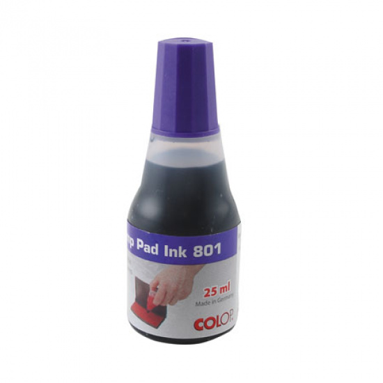 Штемпельная краска 25 мл, основа водная, цвет чернил фиолетовый Colop 801