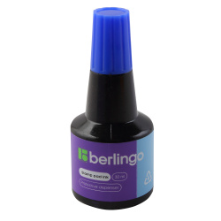Штемпельная краска, 30 мл, основа водная, цвет чернил синий, Berlingo, KKp_30002