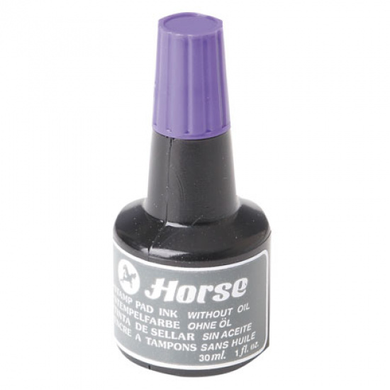 Штемпельная краска 30 мл, основа водная, цвет чернил фиолетовый Horse 30 CC./VIOLET