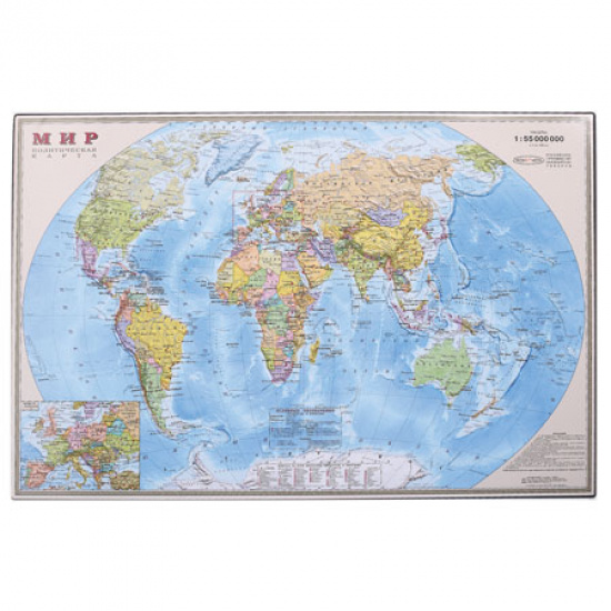Настольное покрытие офисное, 38*59 cм, рисунок Карта мира ДПС 2129М