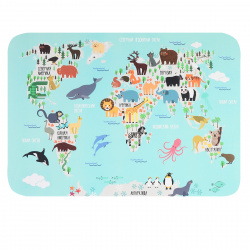 Настольное покрытие детское, 23*33 см, рисунок Карта мира с животными Пчелка НПД-1