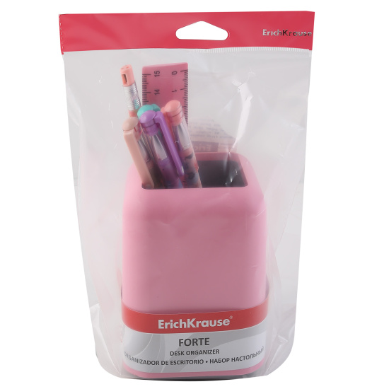 Канцелярский набор 7 предметов, цвет розовый/серый Forte Pastel Erich Krause 53279