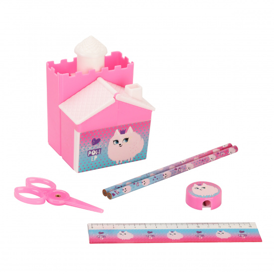 Канцелярский набор детский, 5 предметов, цвет розовый Fluffy КОКОС 214617