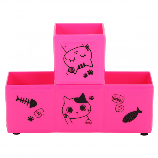 Настольная подставка для канцелярских принадлежностей 3 отделения, розовый Meow КОКОС 215450