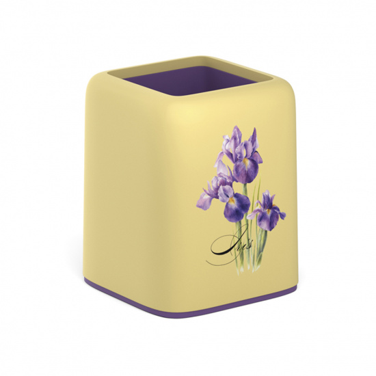 Настольная подставка-стакан для канцелярских принадлежностей 1 отделение, желтый/фиолетовый Iris Erich Krause 58024