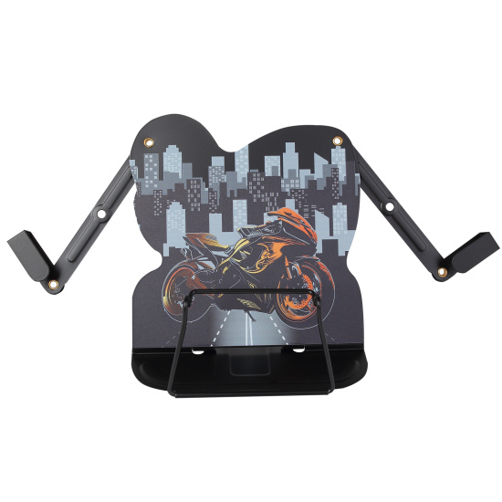 Подставка для книг, 165*165 мм, металл, цвет черный с рисунком, европодвес, КОКОС, Moto drive, 251488