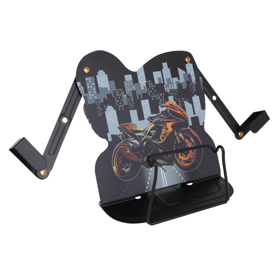 Подставка для книг, 165*165 мм, металл, цвет черный с рисунком, европодвес, КОКОС, Moto drive, 251488