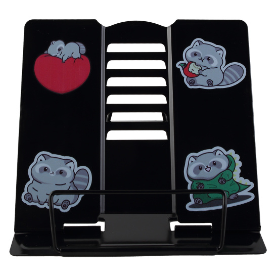 Подставка для книг, 190*200 мм, металл, цвет черный с рисунком, европодвес, КОКОС, Енотик, 251426