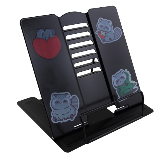 Подставка для книг, 190*200 мм, металл, цвет черный с рисунком, европодвес, КОКОС, Енотик, 251426