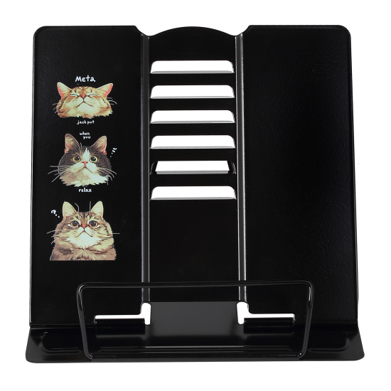 Подставка для книг, 190*200 мм, металл, цвет черный с рисунком, европодвес, КОКОС, Котики, 251431