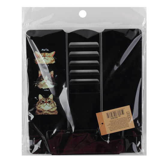 Подставка для книг, 190*200 мм, металл, цвет черный с рисунком, европодвес, КОКОС, Котики, 251431