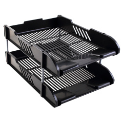 Лоток для бумаг горизонтальный, пластик, на пластиковых стержнях, цвет черный, Attomex, 3040408