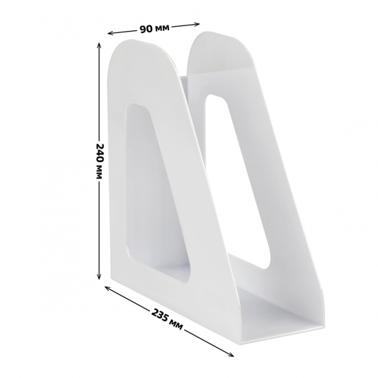 Лоток для бумаг вертикальный 1 отделение, ширина основания 90 мм, цвет белый Фаворит Стамм ЛТВ-30497
