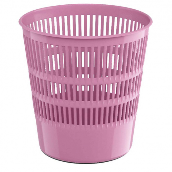 Корзина для бумаг 12 л, пластик, сетчатый, форма круглая, цвет розовый Erich Krause 55956
