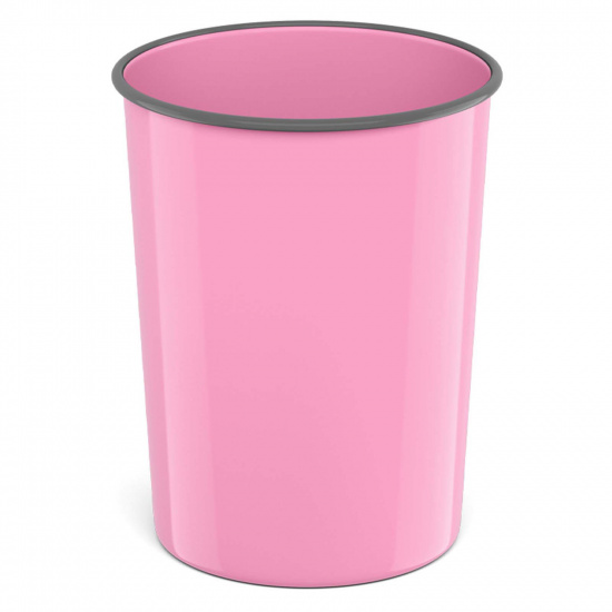 Корзина для бумаг 13,5 л, пластик, литой, форма круглая, цвет розовый Erich Krause 58453
