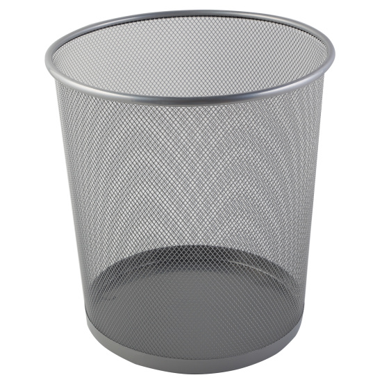 Корзина для бумаг, 12 л, металл, сетчатый, форма круглая, цвет серебристый, KLERK, 253494