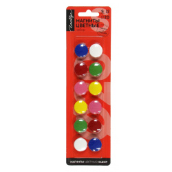 Магниты для досок, Ø 2 см, 12 шт, цвет ассорти, блистер, европодвес, Globus, МЦ20-12