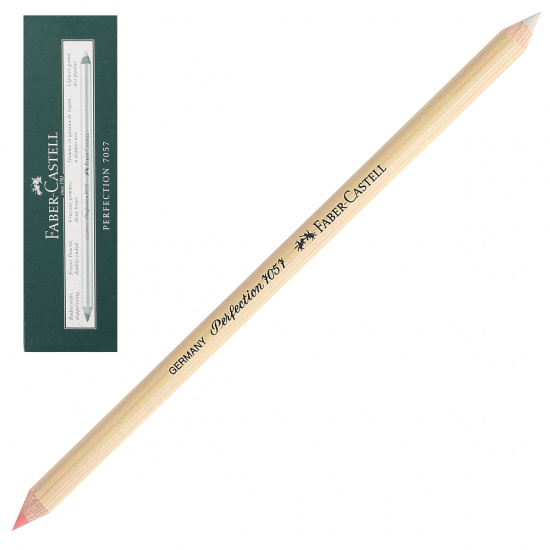 Ластик карандаш, 175*7*7 мм, каучук, держатель деревянный, двусторонний, цвет белый/красный Faber-Castell 185712