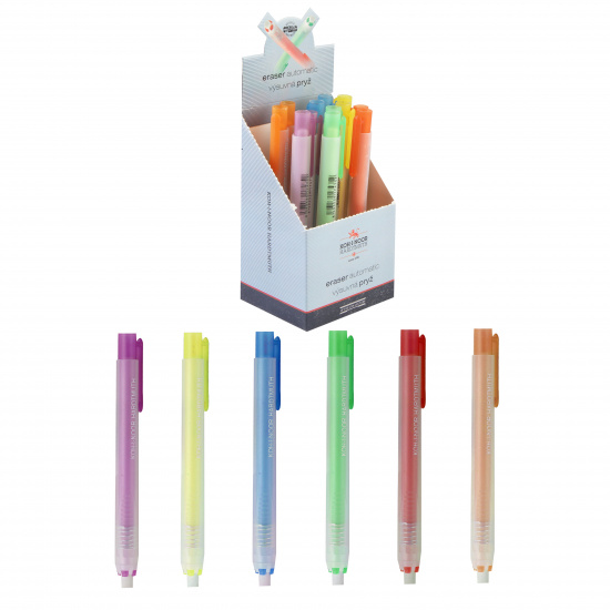 Ластик карандаш, 120*60*6 мм, каучук, держатель пластиковый, ассорти 6 видов Koh-i-noor 9736