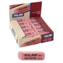 Ластик прямоугольный, 54*19*8 мм, каучук, скошенные края, цвет розовый Milan 973205
