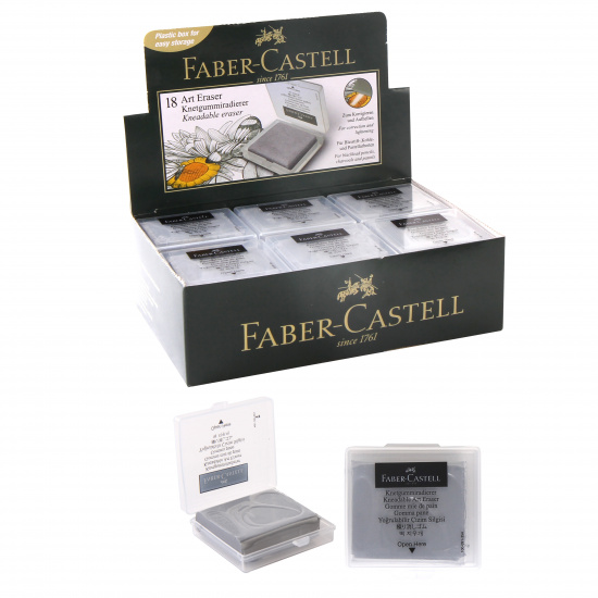 Ластик клячка, квадратный, 40*32*9мм, каучук, пластиковый футляр, цвет черный    Faber-Castell 127220