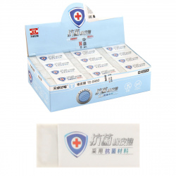 Ластик прямоугольный, 45*15*8 мм, каучук, держатель картонный, антибактериальный Anti-bact TianZhuo HaoBi КОКОС 214096