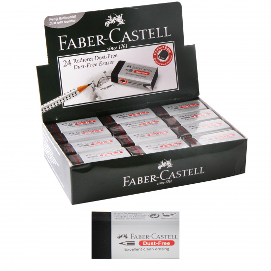 Ластик прямоугольный, 45*20*10 мм, каучук, держатель картонный, цвет черный Faber-Castell 187171