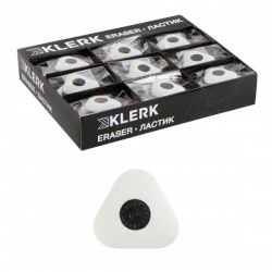 Ластик, треугольный, 35*35*8 мм, каучук, держатель пластиковый, 6 шт, цвет белый, KLERK, П183069