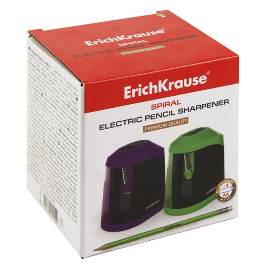 Точилка электрическая, пластик, 1 отверстие, 70*90 мм, контейнер для сбора стружки Spiral Erich Krause 44502