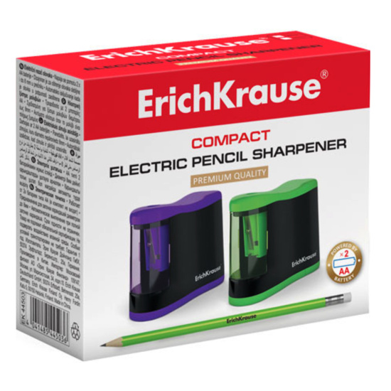 Точилка электрическая, пластик, 1 отверстие, 30*60 мм, контейнер для сбора стружки Compact Erich Krause 44503