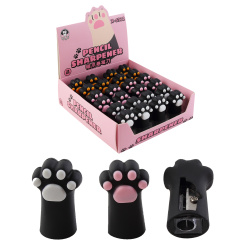 Точилка пластиковая 1 отверстие 25*42мм XinDuoMi Чёрная лапка КОКОС 253633 ассорти 4 вида