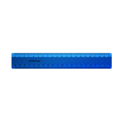 Линейка канцелярская, 20 см, двусторонняя, пластик, цвет синий, металлик, европодвес Erich Krause 53864