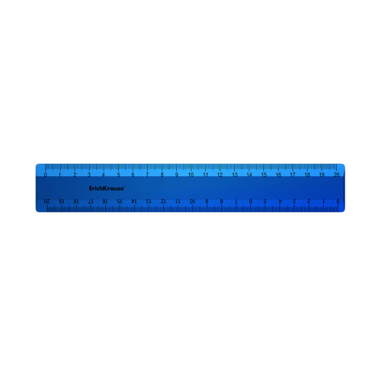 Линейка канцелярская, 20 см, двусторонняя, пластик, цвет синий, металлик, европодвес Erich Krause 53864