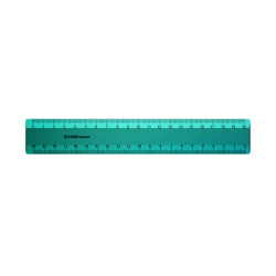 Линейка канцелярская, 20 см, двусторонняя, пластик, цвет бирюзовый, металлик, европодвес Erich Krause 53865