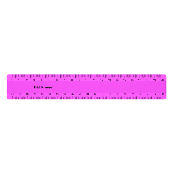 Линейка канцелярская, 20 см, двусторонняя, пластик, цвет розовый, неон, европодвес Erich Krause 50575