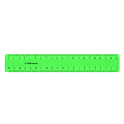 Линейка канцелярская, 20 см, двусторонняя, пластик, цвет зеленый, неон, европодвес Erich Krause 50578